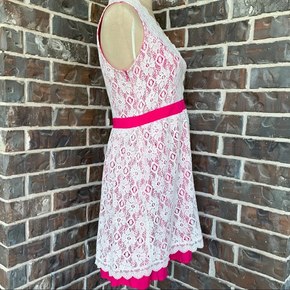 Dress Hot Pink & White Lace Altar'd State - M - Picture 3 of 4